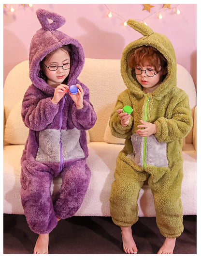 Adult Kids Costume Home 4 Colors Funny Tinky Winky Anime Tele baby tubbies Laa-Laa Po Soft Long Sleeves Piece Pajamas Costume