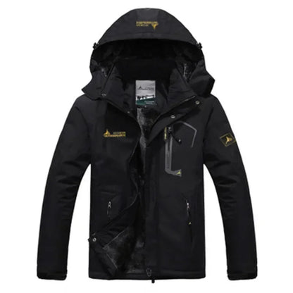 Winter Men's Parka Outdoor Lining Fleece-lined Thickened Windproof Warm Mountaineering Hooded Jacket Cold-resistant Ski Suit 6XL