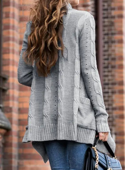 Knitted Sweater Cardigan Pocket Long Sleeve for Women Spring Loose Fit Casual