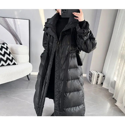 2025 New Women's Winter Black Down Jacket Women's Hooded White Duck Down Coat Windbreak Women Thicken Parker Overcoat