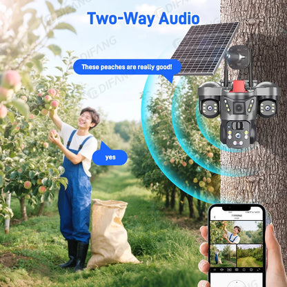 8K 15MP Three Screen 10X Zoom Wifi Surveillance Camera V380 Pro 4G Camera Solar Outdoor Waterproof Battery Security CCTV Solar