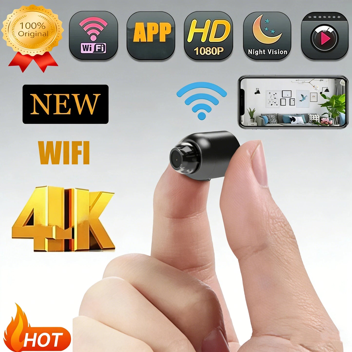 Wireless Camera 4K Surveillance Security Video Cam Night Vision Motion Detect Camcorder Mini Cam Monitor Smart Home 2026 New