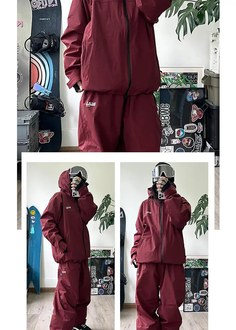 John snow 2024 New Male female couple Single and double board Ski suit set Loose type waterproof keep warm Ski pants ski jackets