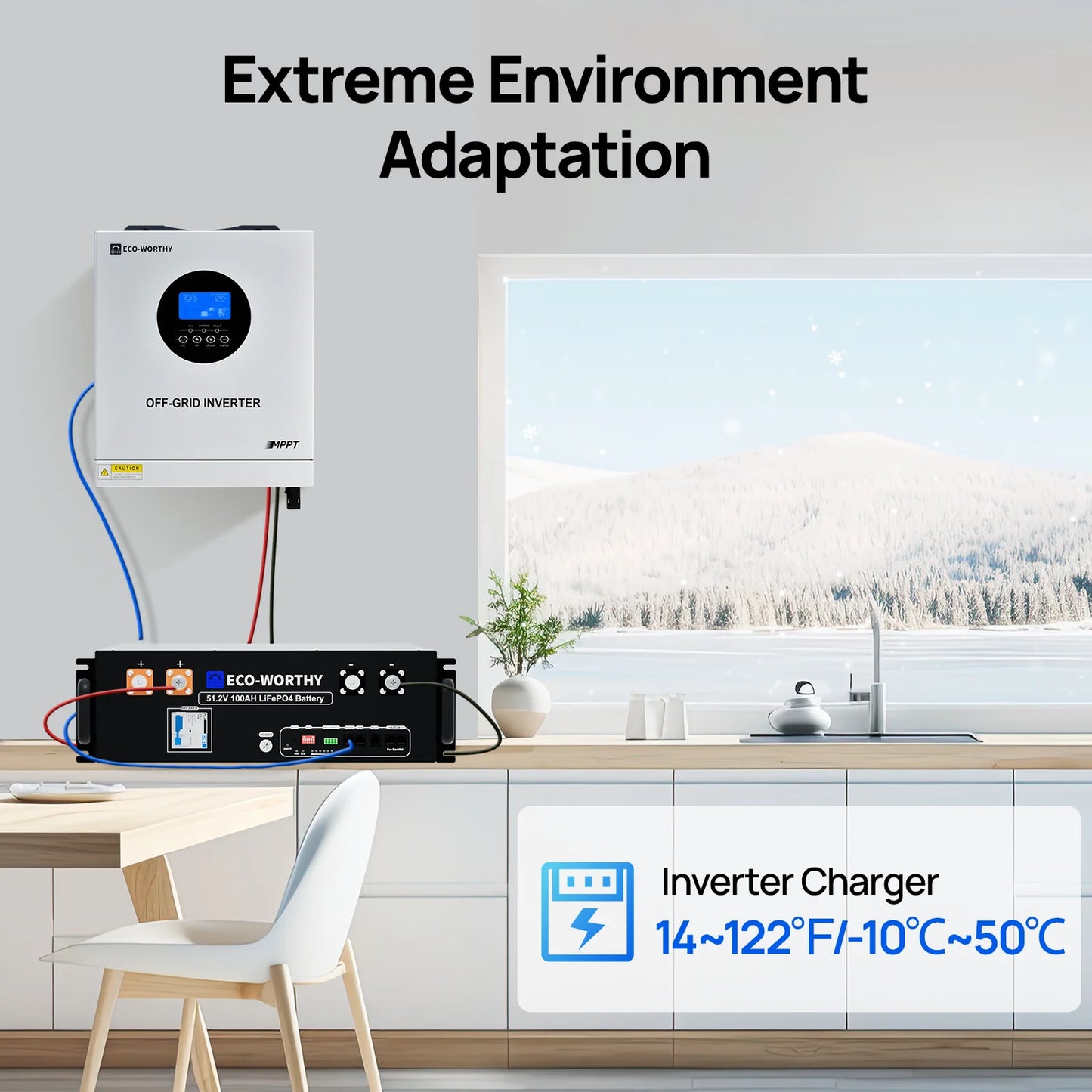 ECO-WORTHY 5000W Solar Hybrid Inverter 48V DC-120V/220V Pure Sine Wave Power Inverter AC Split Phase Off-Grid System