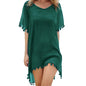 2023 Chiffon Tassels Beach Wear Women Swimsuit Cover Up Swimwear Bathing Suits Summer Mini Dress Loose Solid Pareo Cover Ups