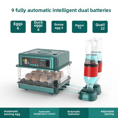 9 Eggs Automatic Incubator with Drawer Type Egg Hatcher Machine with Automatic Hydrating Egg Flipping and Temperature Contro