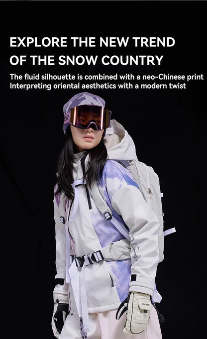 VECTOR Men and Women Splicing Skiing Skiing Top Waterproof Windproof Warm Durable Indoor and Outdoor Skiing Snowboard Jacket