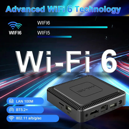 2025 New Q7 Smart TV Box Android14 Allwinner H313 8G+128GB ROM Dual-Band WiFi 6 Bluetooth 5.2 Google Voice Remote Media PlayerGoWisse.com