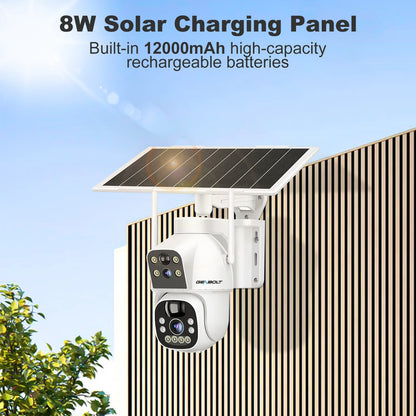 GENBOLT wireless camera outdoor solar security camera battery powered security camera 8W 15600mAh Dual Lens Color Night PIR CCTV