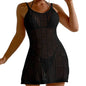 Women Sleeveless Beach Dress Crocheted Beach Cover Up Hollows Swimsuit Cover Up