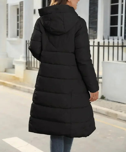 New Hooded Down Coats Women Medium Long Slim Fit Down Parkas Winter Warm Solid Casual Zipper Coat Stylish Outwear Autumn Jackets
