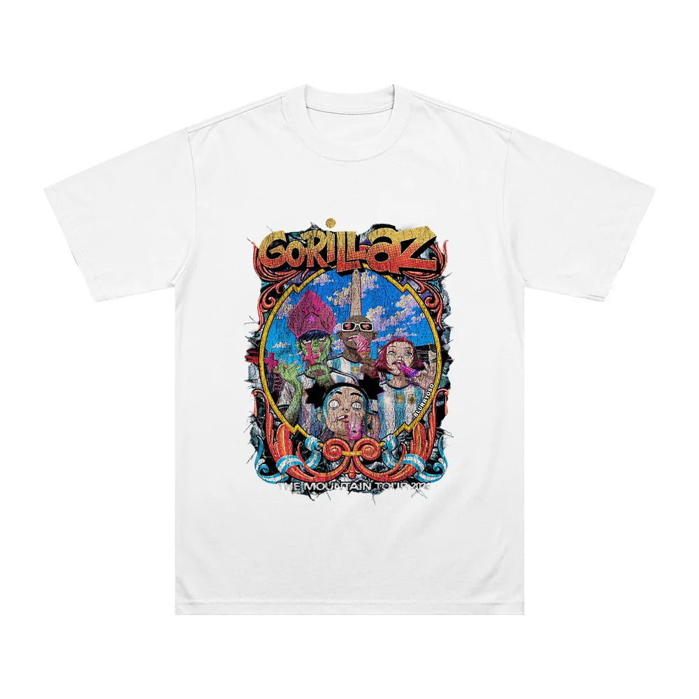 THE MOUNTAIN TOUR 2026 T Shirts Gorillazs Football World Cup Fashion High Street Streetwear Summer Unisex Pure Cotton Loose Tees