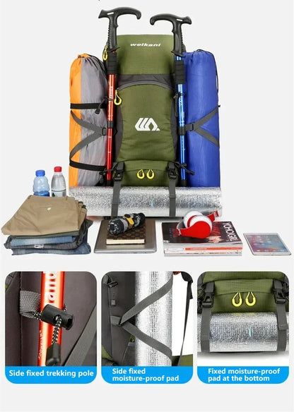 50L Travel Backpack Camping Bag For Men Large Hiking Bag Tourist Rucksack Waterproof Outdoor Sports Climbing Mountaineering Bag