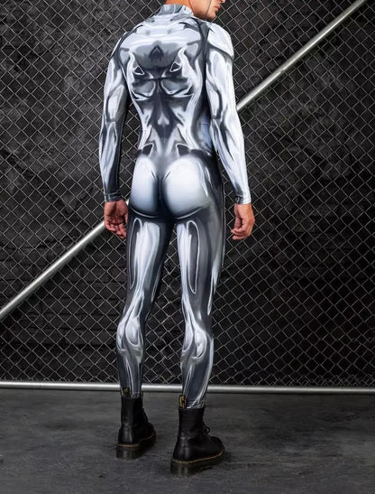 Mechanical Skeleton Bone Cosplay Bodysuit Halloween Scary Skull Graphic Long Sleeve Jumspuit Gothic Party Costume Tights Zentai