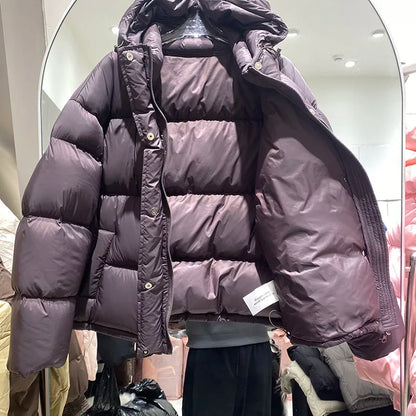 Hooded Down Jacket 2025 New Winter Thickened Down Jackets Women Temperament Women Down Jackets White Duck Down Women's Coat H573