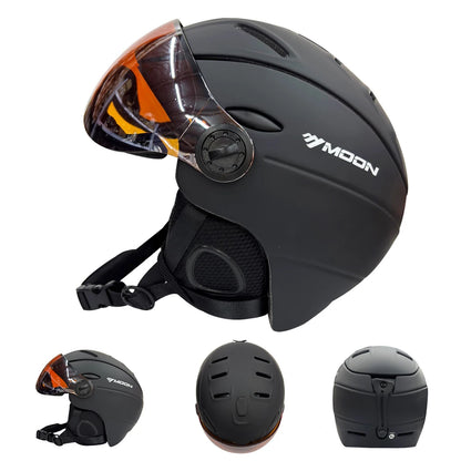 MOON Skiing Helmet With Goggles PC+EPS High-Quality Ski Helmet For Adult Outdoor Snowboard Skateboard Helmet Protective Ski Gear