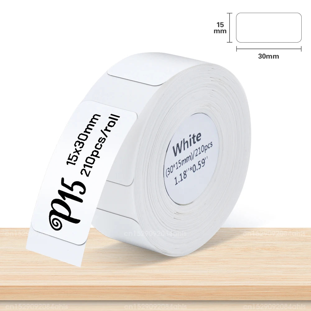 P15 Label Paper Roll White Adhesive Sticker for Marklife P15 P12 Q30 Q30S Label Printer 15*30mm 15*50mm Transparent Label Tape