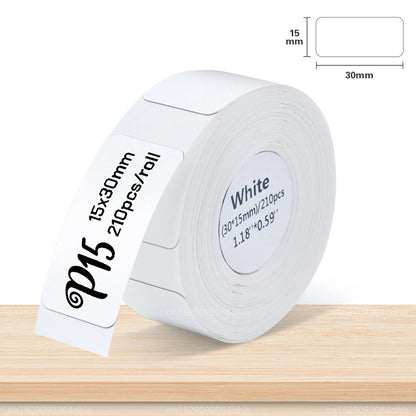 P15 Label Paper Roll White Adhesive Sticker for Marklife P15 P12 Q30 Q30S Label Printer 15*30mm 15*50mm Transparent Label Tape