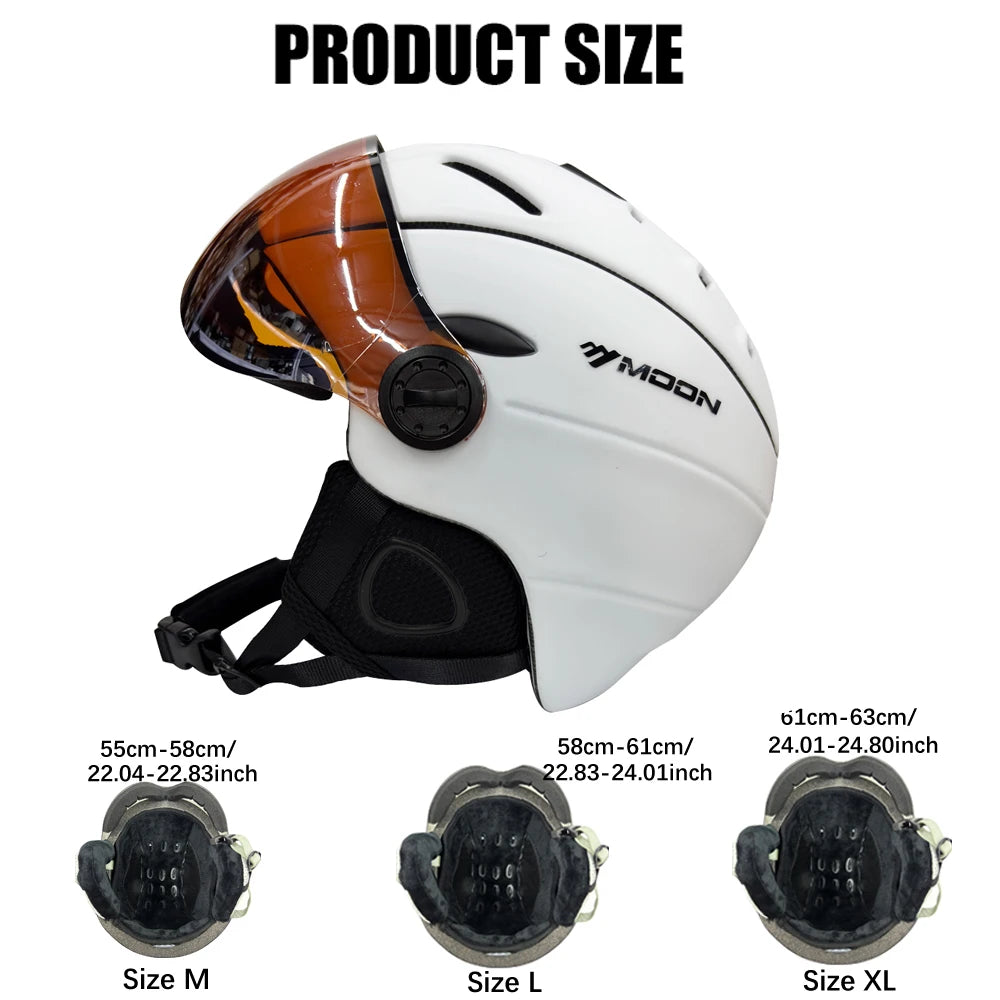 MOON Skiing Helmet With Goggles PC+EPS High-Quality Ski Helmet For Adult Outdoor Snowboard Skateboard Helmet Protective Ski Gear
