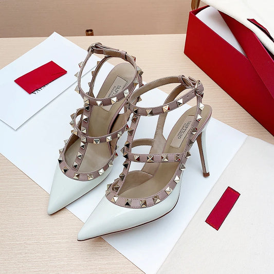 luxury Brand women Gladiator sandals Summer 2025 Trend Women's Heeled sandals Party Rivet High Heels Fashion Ladies Shoes Women