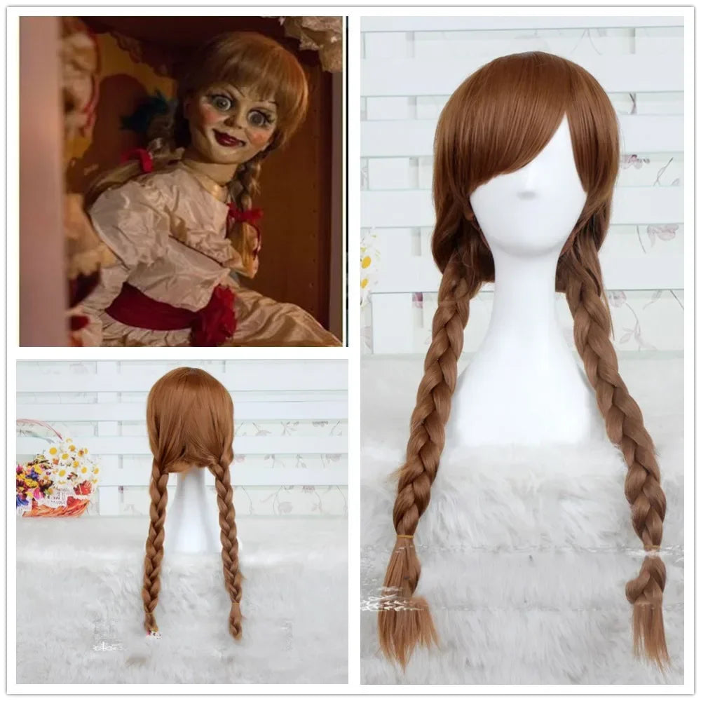 Movie Annabel Cosplay Costume For Women Kids Adult Halloween Costumes And Wig Horror Scary Fancy White Dress Outfits MN13