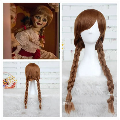 Movie Annabel Cosplay Costume For Women Kids Adult Halloween Costumes And Wig Horror Scary Fancy White Dress Outfits MN13