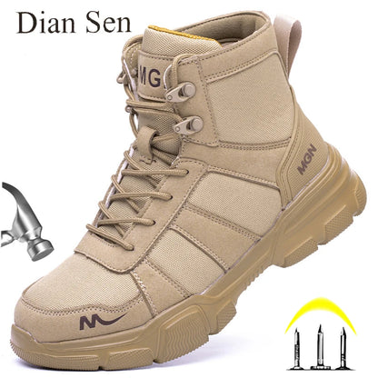 Work Boots Indestructible Safety Shoes Men Steel Toe Shoes Puncture-Proof Sneakers Women Non Slip Work Shoes Male Tactical Boots