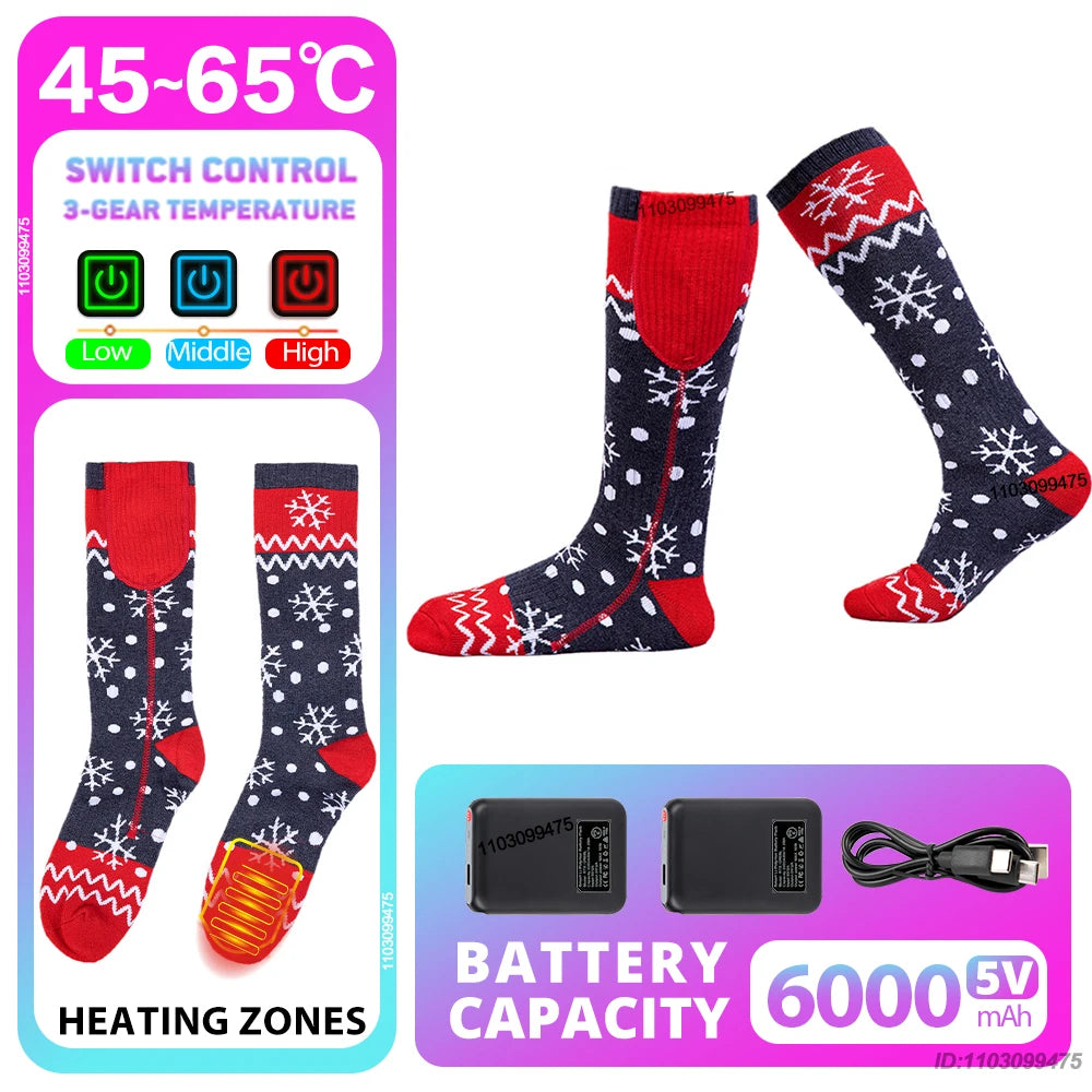 New Heated Socks for Men Women Rechargeable 6000mah Battery Electric Socks Winter Foot Warmer Outdoor Skiing Hunting Fishing