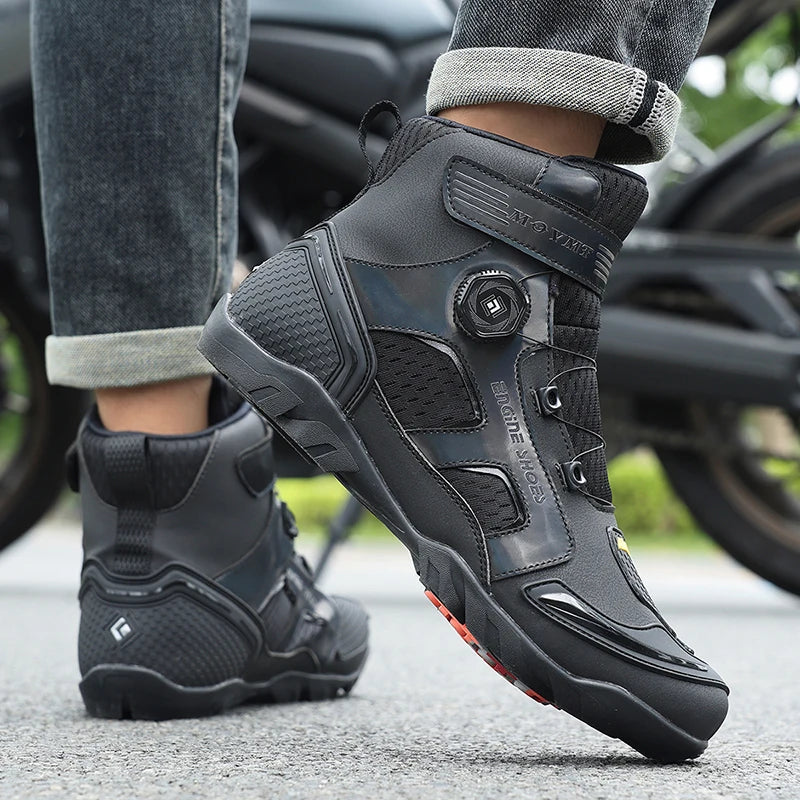 New Motorcycle Boots Men Leather Motos Breathable Anti Slip Wear-resistant Riders Boots Motorbike Racing Ankle Length Shoes Off-