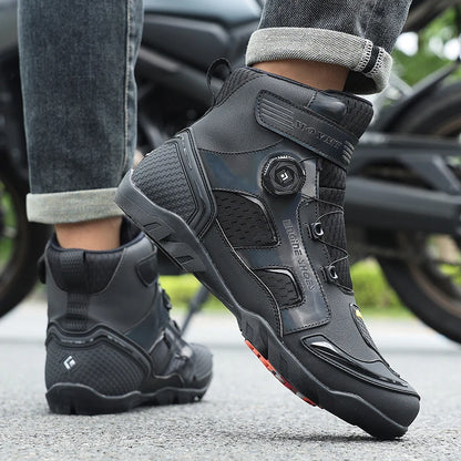 New Motorcycle Boots Men Leather Motos Breathable Anti Slip Wear-resistant Riders Boots Motorbike Racing Ankle Length Shoes Off-