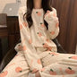 Ruffles Pajamas for Women Autumn Winter Peter Pan Collar Ruffle Sleeve Pajama Top and Elastice Waist Pants 2 Pcs Pajama Sets