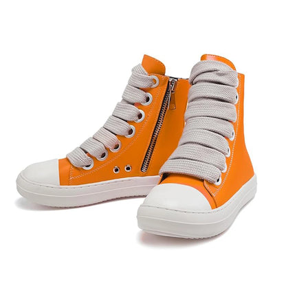 High top flat bottom casual personality fashion coarse shoelaces women's casual shoes daily college women's shoes