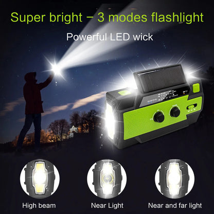 Portable Solar Hand Crank AM/FM Radio for Survival,Rechargeable Battery Powered Radio,USB Charger,Flashlight,Reading Lamp
