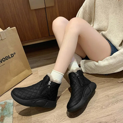 Winter High Top Plush Thick Soled Ankle Boots Outdoor Casual Women Cotton Shoes Side Chain Warm Comfortable Snow Boots for Women