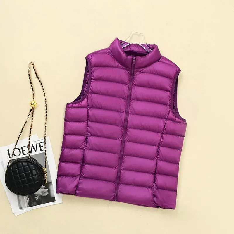 Plus Size 6XL 7XL 8XL Women Sleeveless Down Jacket 2024 New Autumn Winter Female Ultra Lightweight Packable Down Vest Coat