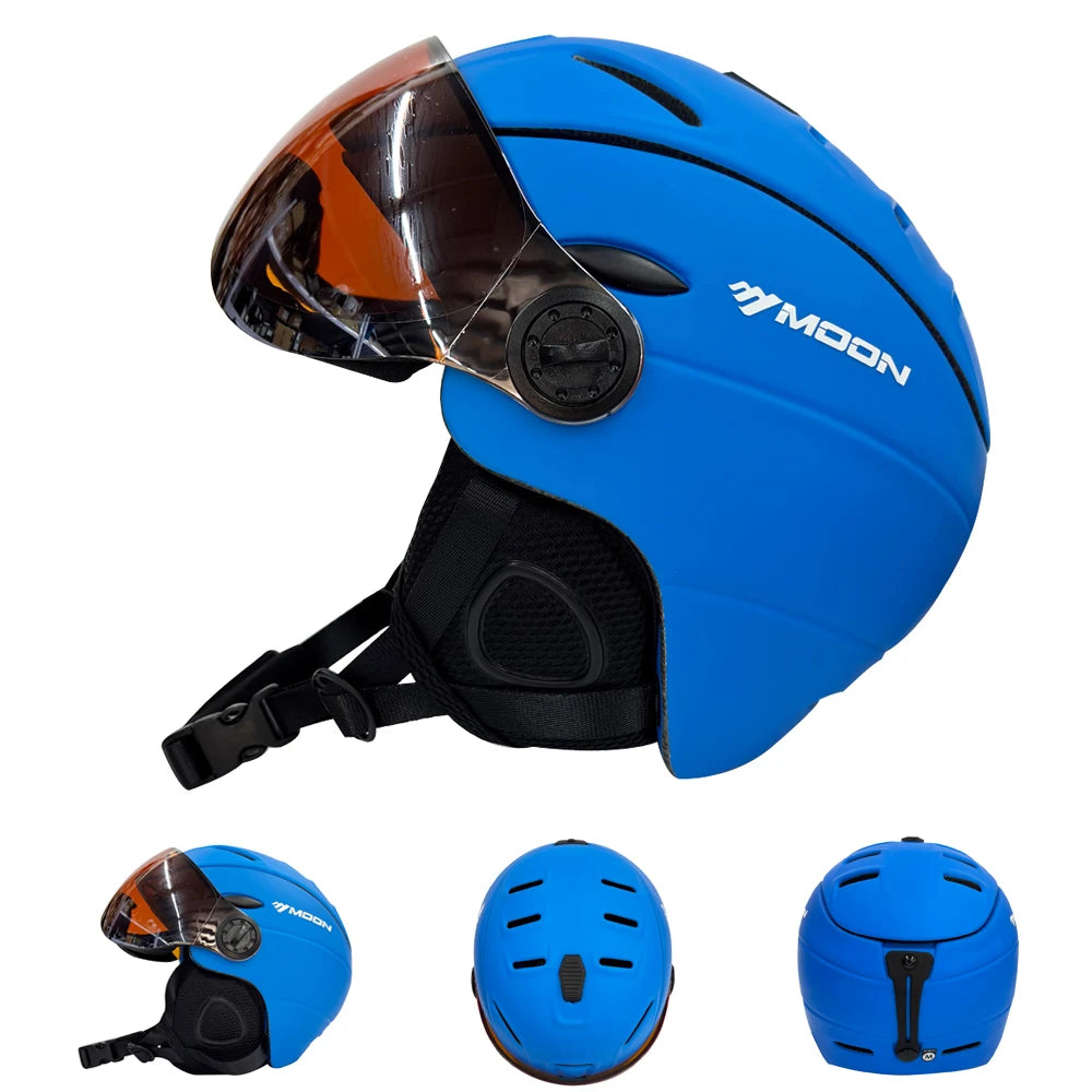 MOON Skiing Helmet With Goggles PC+EPS High-Quality Ski Helmet For Adult Outdoor Snowboard Skateboard Helmet Protective Ski Gear