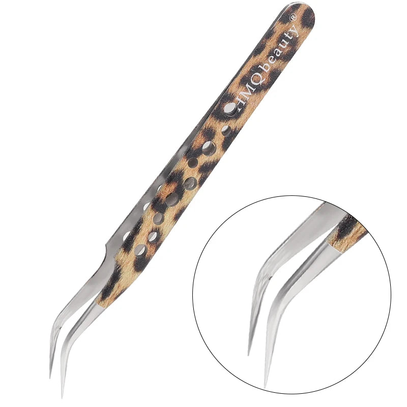Leopard Eyelash Tweezers Stainless Steel High Quality Lash Tweezer For Lashes Extension Anti-Static 3D Accurate Clip Makeup Tool