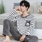 Autumn Winter Oversized Cartoon Print Pajamas for Men Letter Crew Neck New 2025 Men's Pajamas Set Fashion Soft Casual Homewear