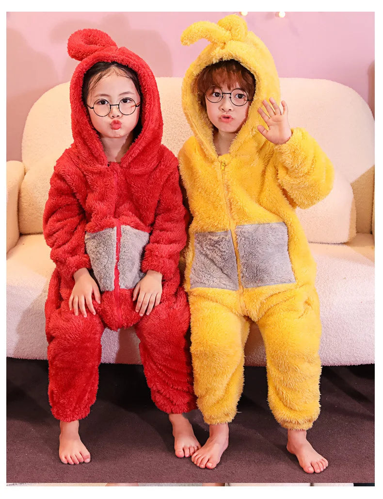 Adult Kids Costume Home 4 Colors Funny Tinky Winky Anime Tele baby tubbies Laa-Laa Po Soft Long Sleeves Piece Pajamas Costume