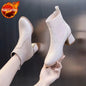 Elegant with Medium Heels Leather Women's Ankle Boots Autumn Winter Female Short Shoes Solid Color Booties Pu Boot on Promotion