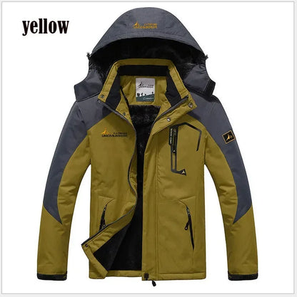 Winter Men's Parka Outdoor Lining Fleece-lined Thickened Windproof Warm Mountaineering Hooded Jacket Cold-resistant Ski Suit 6XL