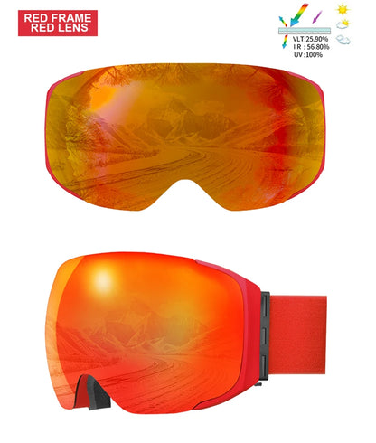 PHMAX Magnetic Ski Goggles UV400 Skiing Eyewear Anti-fog Lens Women Men Winter Outdoor Sports Mountain Snowboard Big Snow Goggle