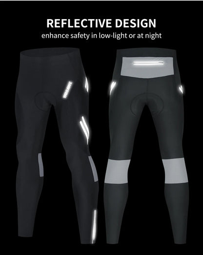 WOSAWE Men Cycling Tights Autumn Long Pants Shockproof Padded Tight Fitting MTB Bike Downhill Mountain Bicycle Leggings