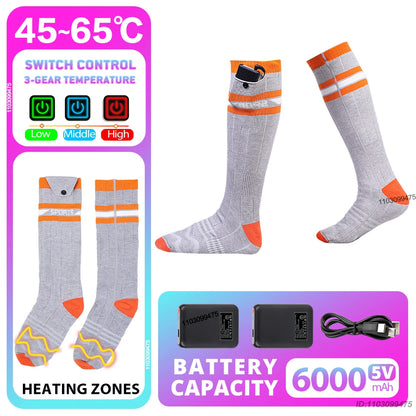 New Heated Socks for Men Women Rechargeable 6000mah Battery Electric Socks Winter Foot Warmer Outdoor Skiing Hunting Fishing
