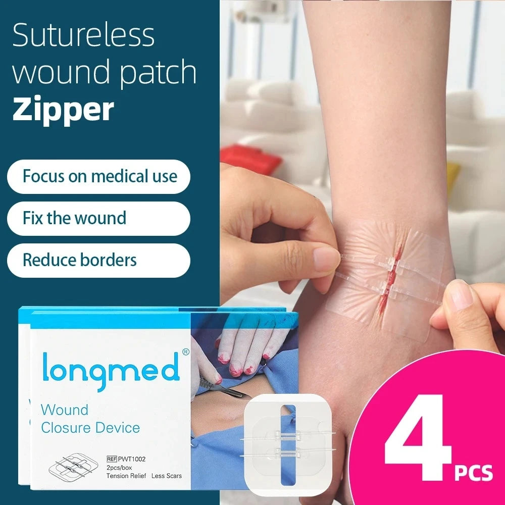 2-10 adhesive bandages with zipper, wound closure device, no need for sutures, quick and painless, outdoor medical care