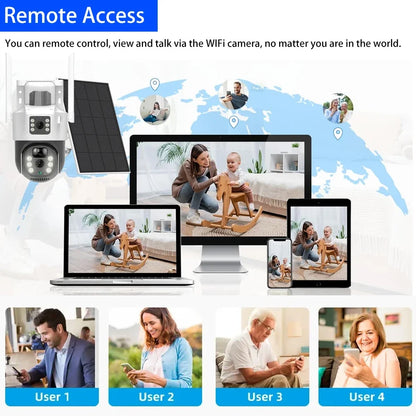 EseeCloud 4K 8MP 2 Lens 5G&2.4G WiFi Solar PTZ Camera Outdoor PIR Detection Night Vision IP66 Low Power Battery CCTV Security