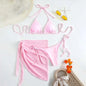 Sexy Three Pieces Bikini Set Women Summer Bikini With Sarong Skirt Solid Color Triangle Cup Tie Up Female Swimwear Swimming Suit
