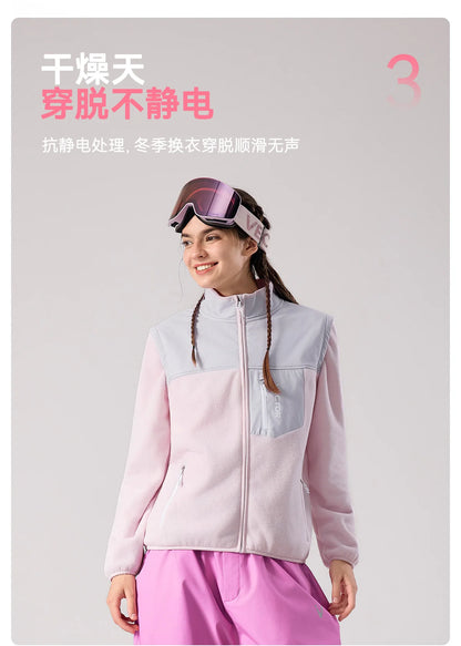 VECTOR Brand Fleece Jacket with Detachable Sleeves for Windproof Warm Anti-static Outdoor Sports Skiing Hiking Daily Wear