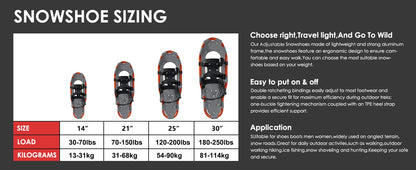 30 Inch Lightweight Snowboard Aluminum Alloy Outdoor Snow Walking Shoes Snowshoes