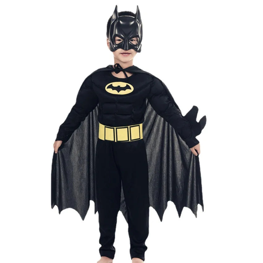 Cartoon Heroes Cosplay Costumes Boys Jumpsuit Bat Costume Set With Cardigan Mask Men Halloween Carnival Girls Party Gifts